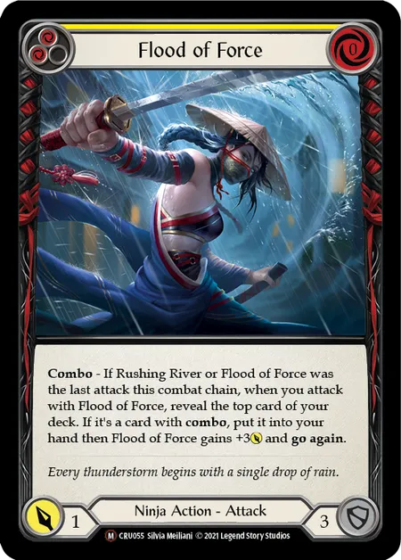 (CRU055) Flesh & Blood TCG Crucible of War - Unlimited Single: Flood of Force (Rainbow Foil)  Majestic