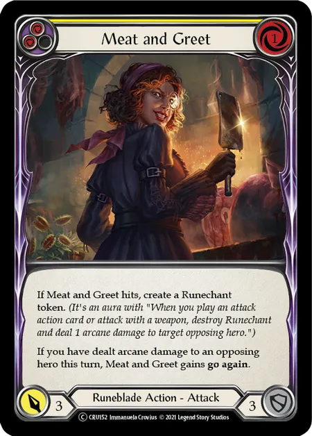 (CRU152) Flesh & Blood TCG Crucible of War - Unlimited Single: Meat and Greet (Yellow) (Regular)  Common