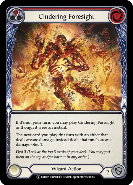 (CRU165) Flesh & Blood TCG Crucible of War - Unlimited Single: Cindering Foresight (Red) (Rainbow Foil)  Rare