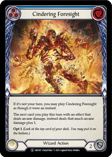 (CRU167) Flesh & Blood TCG Crucible of War - Unlimited Single: Cindering Foresight (Blue) (Rainbow Foil)  Rare