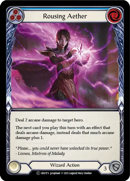 (CRU173) Flesh & Blood TCG Crucible of War - Unlimited Single: Rousing Aether (Blue) (Rainbow Foil)  Common