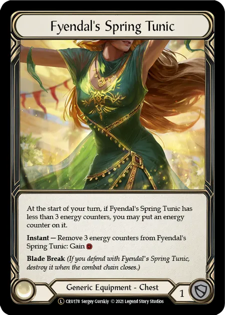 (CRU178) Flesh & Blood TCG Crucible of War - Unlimited Single: Fyendal's Spring Tunic (Regular)  Legendary