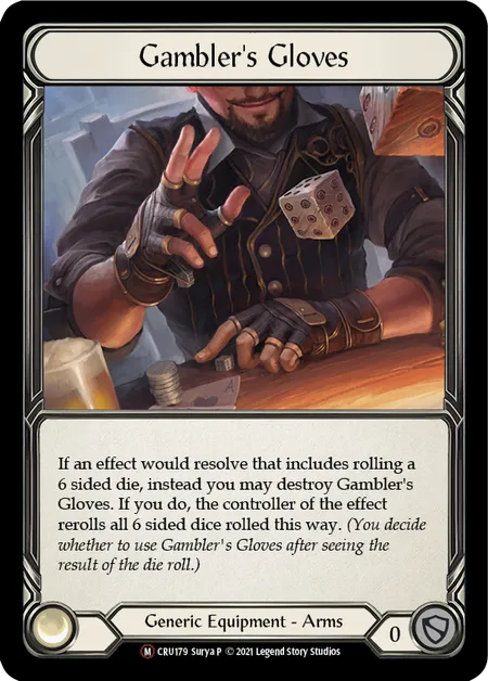 (CRU179) Flesh & Blood TCG Crucible of War - Unlimited Single: Gambler's Gloves (Regular)  Majestic