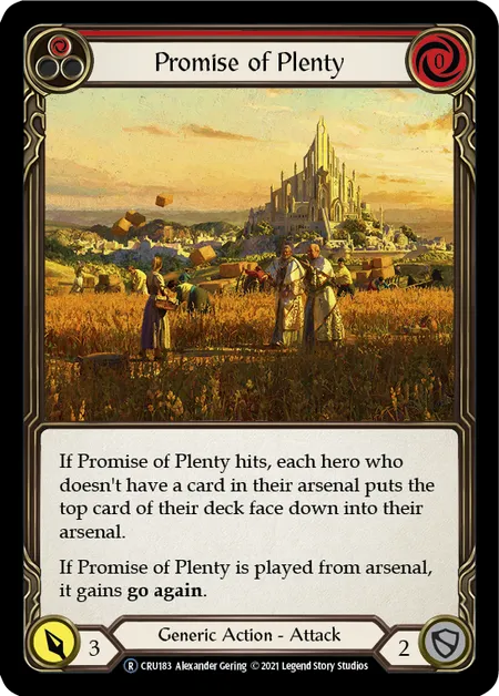 (CRU183) Flesh & Blood TCG Crucible of War - Unlimited Single: Promise of Plenty (Red) (Rainbow Foil)  Rare