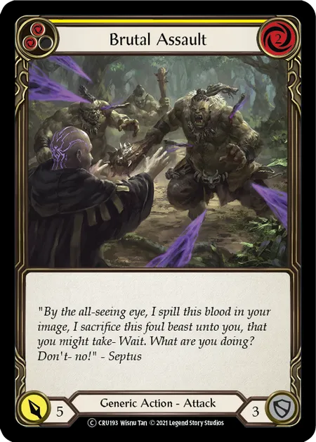 (CRU193) Flesh & Blood TCG Crucible of War - Unlimited Single: Brutal Assault (Yellow) (Regular)  Common