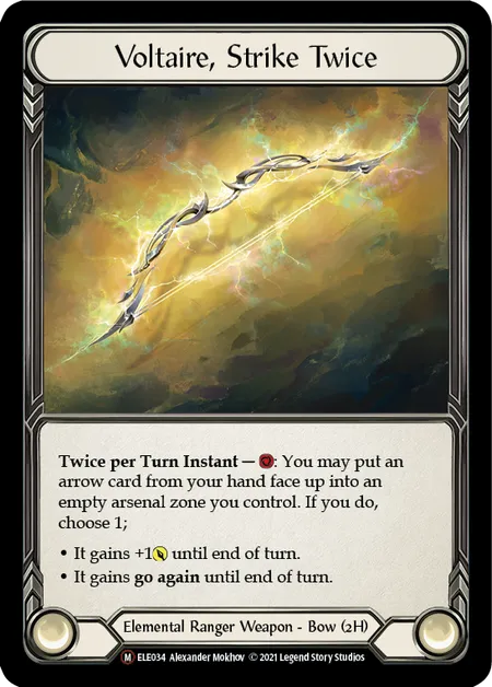 (ELE034) Flesh & Blood TCG Tales of Aria - Unlimited Single: Voltaire, Strike Twice (Rainbow Foil)  Majestic