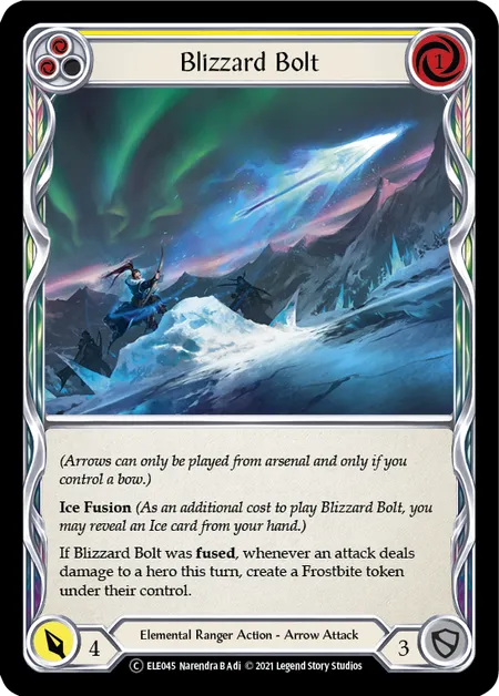 (ELE045) Flesh & Blood TCG Tales of Aria - Unlimited Single: Blizzard Bolt (Yellow) (Regular)  Common