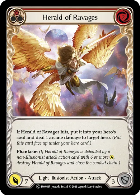 (MON017) Flesh & Blood TCG Monarch - Unlimited Single: Herald of Ravages (Red) (Rainbow Foil)  Common