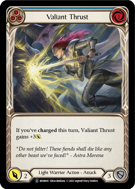 (MON041) Flesh & Blood TCG Monarch - Unlimited Single: Valiant Thrust (Blue) (Regular)  Rare