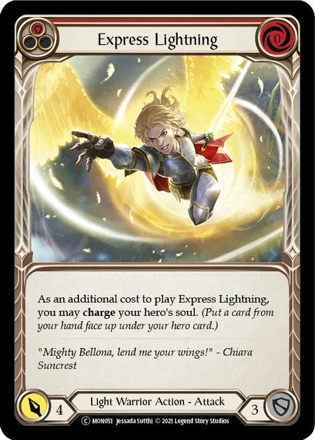 (MON051) Flesh & Blood TCG Monarch - Unlimited Single: Express Lightning (Red) (Rainbow Foil)  Common