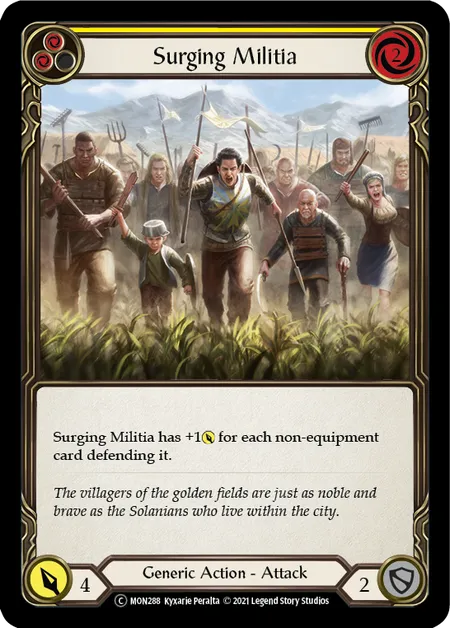 (MON288) Flesh & Blood TCG Monarch - Unlimited Single: Surging Militia (Yellow) (Regular)  Common