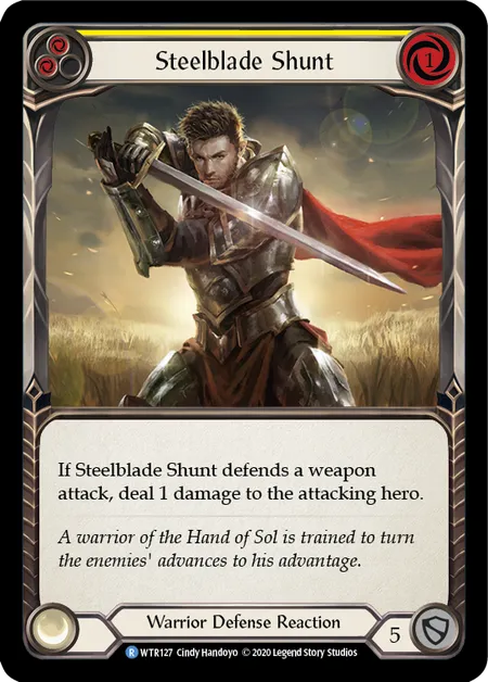 (WTR127) Flesh & Blood TCG Welcome to Rathe - Unlimited Single: Steelblade Shunt (Yellow) (Rainbow Foil)  Rare