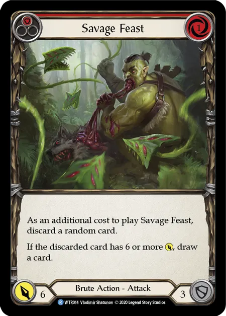 (WTR014) Flesh & Blood TCG Welcome to Rathe - Unlimited Single: Savage Feast (Red) (Rainbow Foil)  Rare