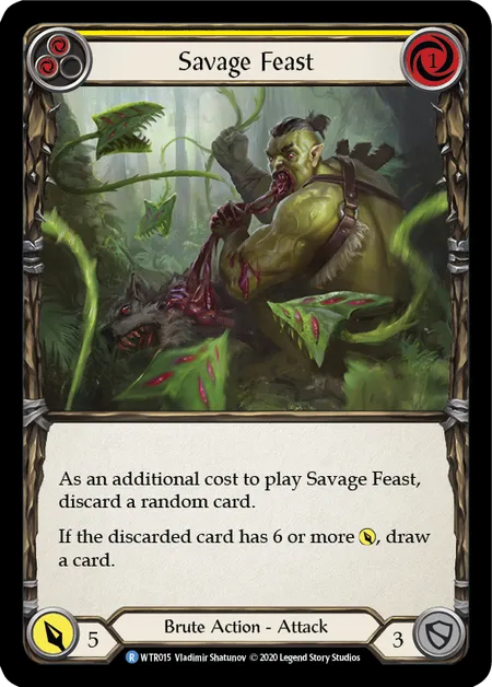 (WTR015) Flesh & Blood TCG Welcome to Rathe - Unlimited Single: Savage Feast (Yellow) (Regular)  Rare