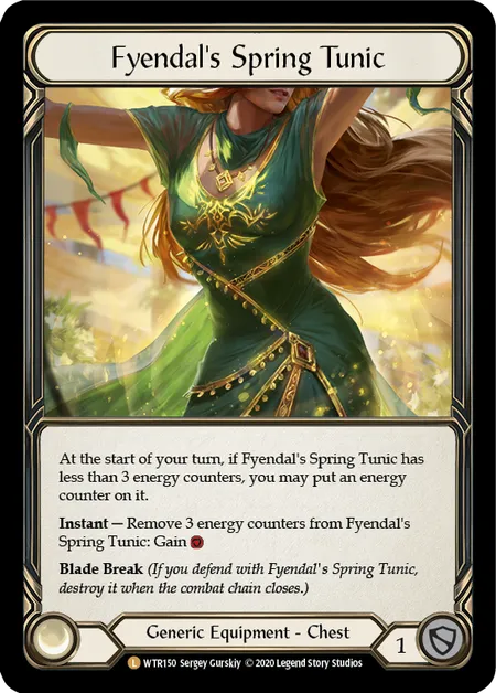 (WTR150) Flesh & Blood TCG Welcome to Rathe - Unlimited Single: Fyendal's Spring Tunic (Rainbow Foil)  Legendary