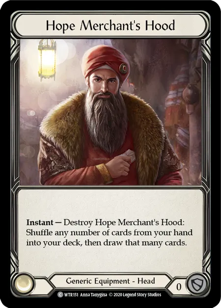 (WTR151) Flesh & Blood TCG Welcome to Rathe - Unlimited Single: Hope Merchant's Hood (Rainbow Foil)  Common