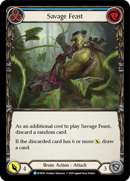 (WTR016) Flesh & Blood TCG Welcome to Rathe - Unlimited Single: Savage Feast (Blue) (Regular)  Rare