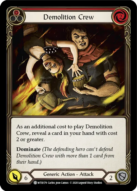 (WTR179) Flesh & Blood TCG Welcome to Rathe - Unlimited Single: Demolition Crew (Red) (Rainbow Foil)  Common