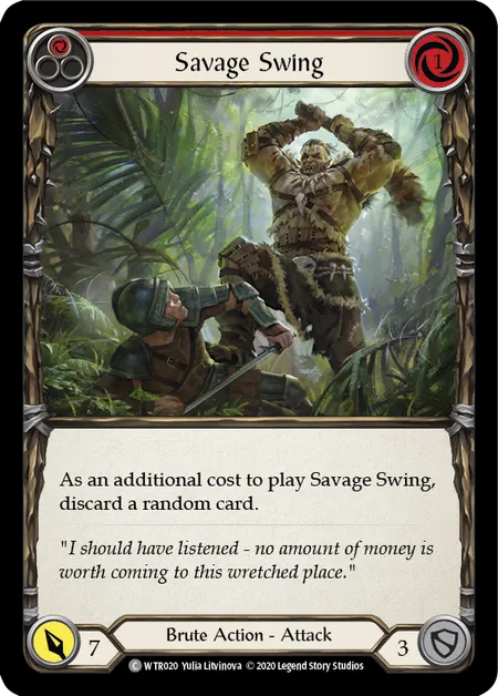 (WTR020) Flesh & Blood TCG Welcome to Rathe - Unlimited Single: Savage Swing (Red) (Rainbow Foil)  Common