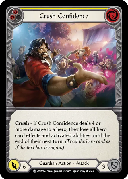 (WTR064) Flesh & Blood TCG Welcome to Rathe - Unlimited Single: Crush Confidence (Yellow) (Rainbow Foil)  Common