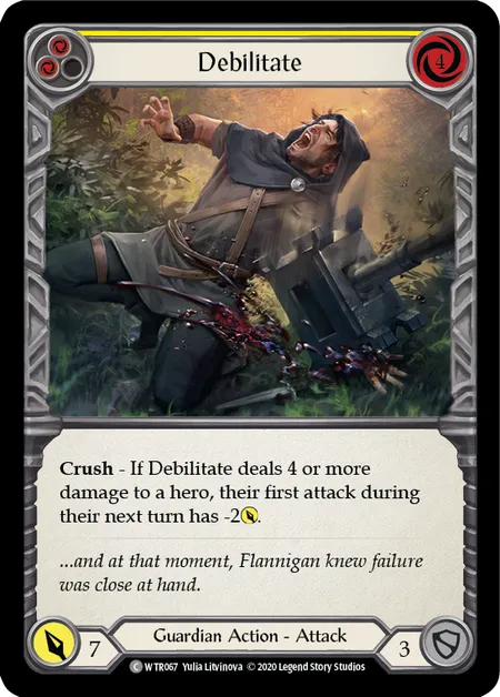 (WTR067) Flesh & Blood TCG Welcome to Rathe - Unlimited Single: Debilitate (Yellow) (Rainbow Foil)  Common