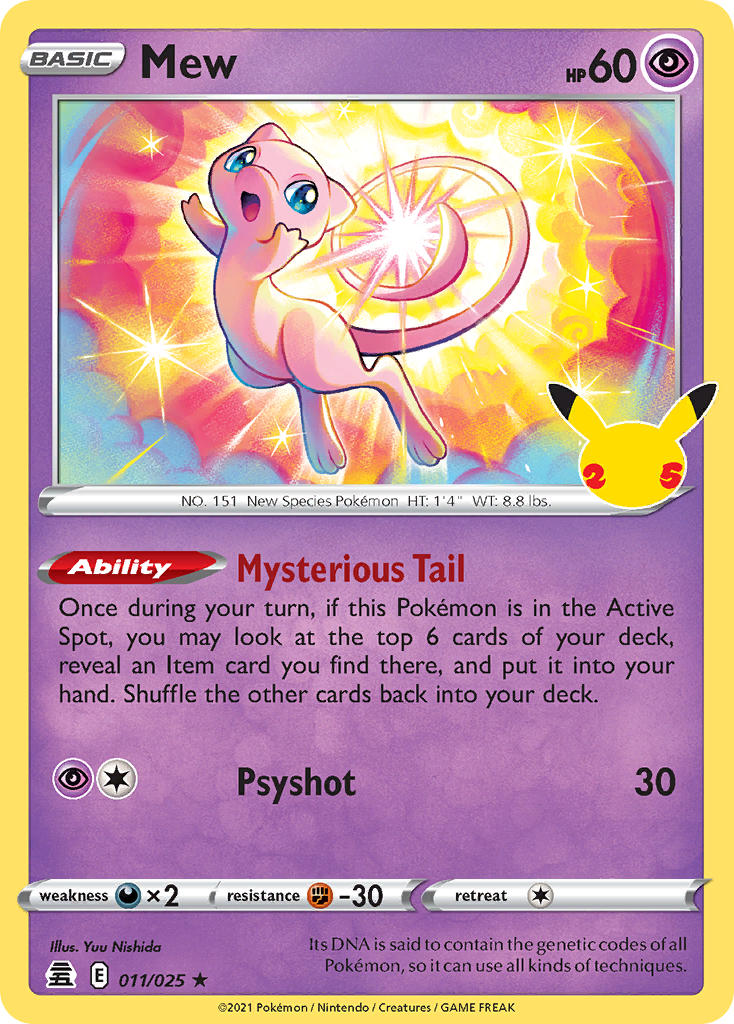 (011/025) Pokemon TCG Celebrations Single: Mew  Holo Rare