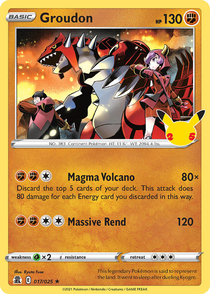 (017/025) Pokemon TCG Celebrations Single: Groudon  Holo Rare