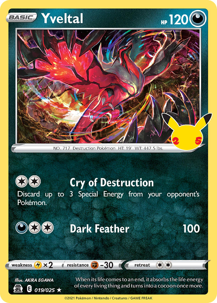 (019/025) Pokemon TCG Celebrations Single: Yveltal  Holo Rare