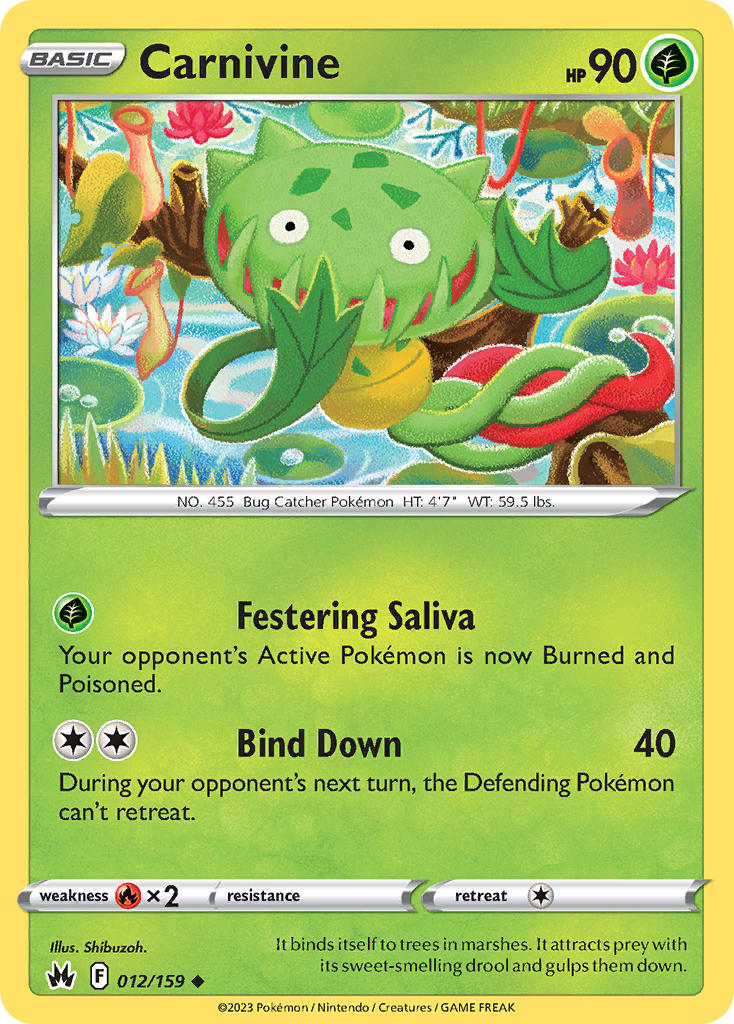 (012/159) Pokemon TCG Crown Zenith Single: Carnivine  Uncommon