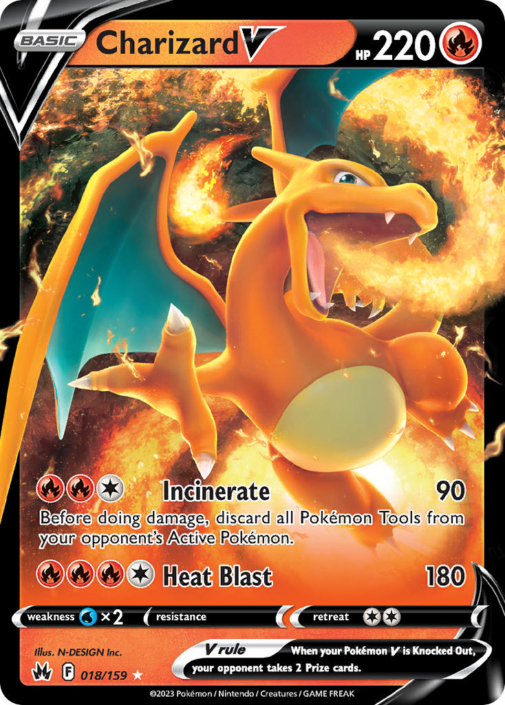 (018/159) Pokemon TCG Crown Zenith Single: Charizard V  Ultra Rare