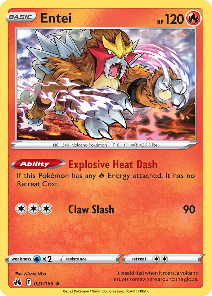 (021/159) Pokemon TCG Crown Zenith Single: Entei  Holo Rare