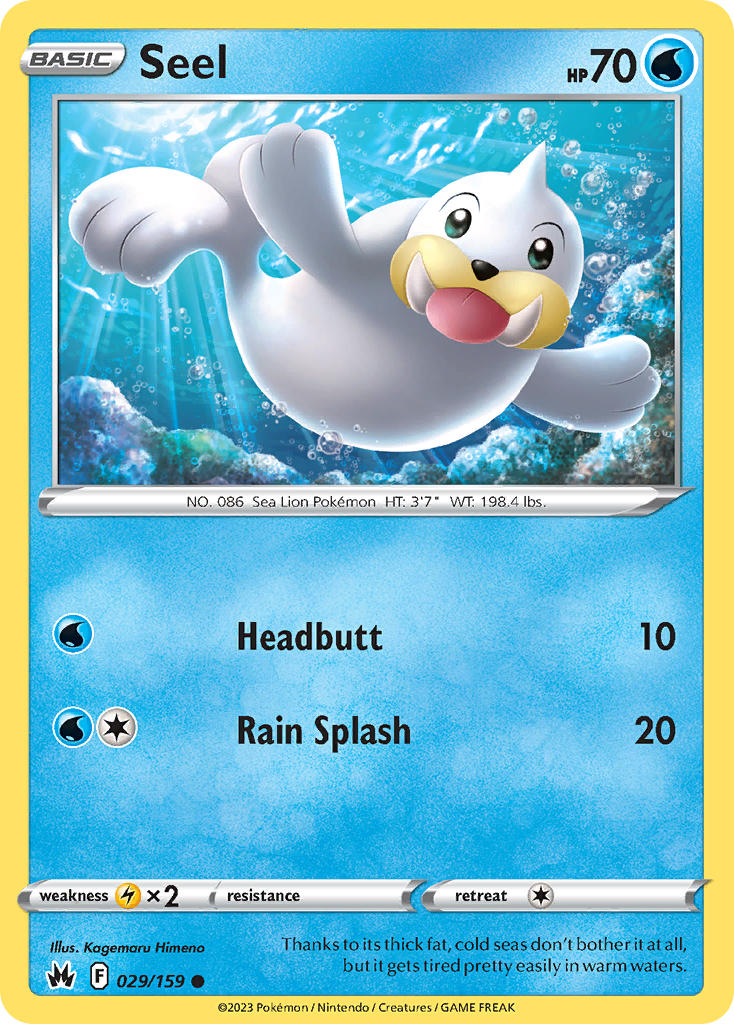 (029/159) Pokemon TCG Crown Zenith Single: Seel  Common