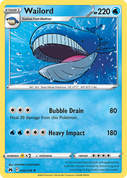 (032/159) Pokemon TCG Crown Zenith Single: Wailord Reverse Holo Rare