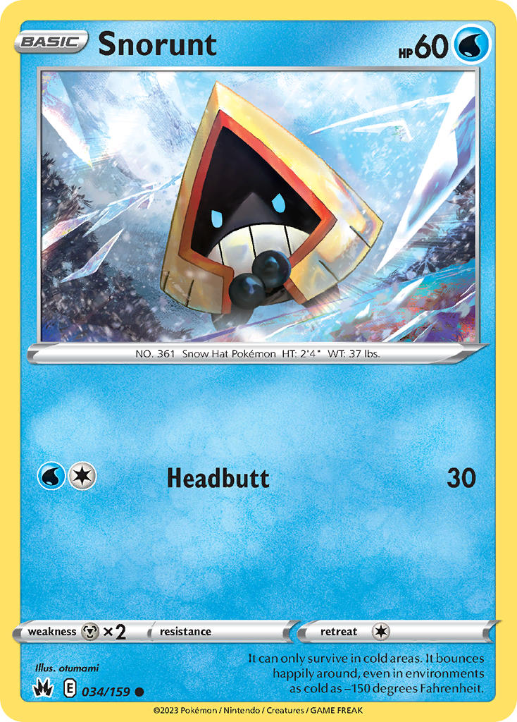 (034/159) Pokemon TCG Crown Zenith Single: Snorunt  Common