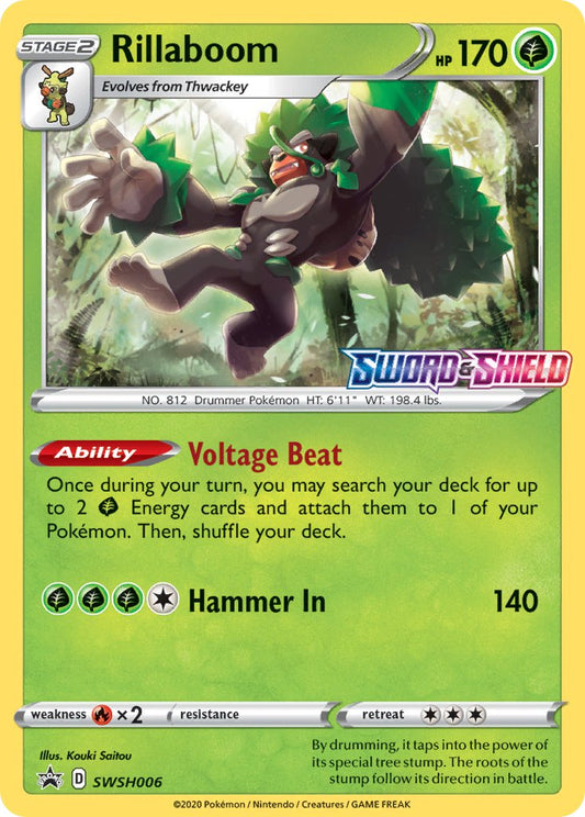 (006) Pokemon TCG SWSH Black Star Promos Single: Rillaboom  Promo