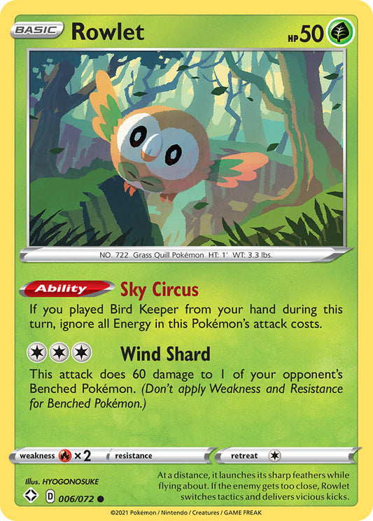 (006/072) Pokemon TCG Shining Fates Single: Rowlet  Common