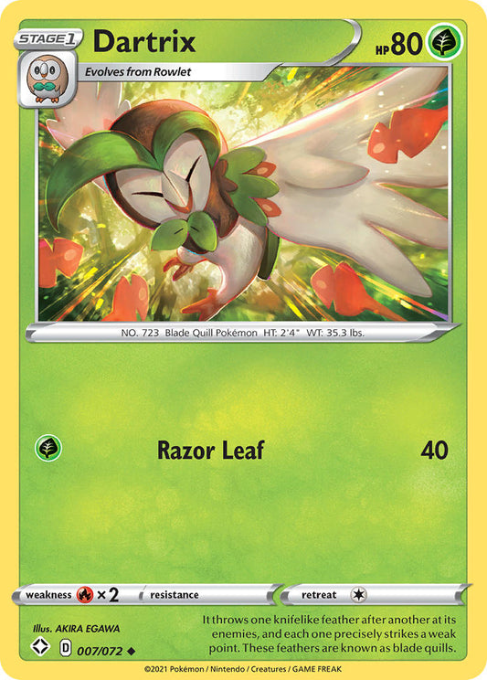 (007/072) Pokemon TCG Shining Fates Single: Dartrix  Uncommon