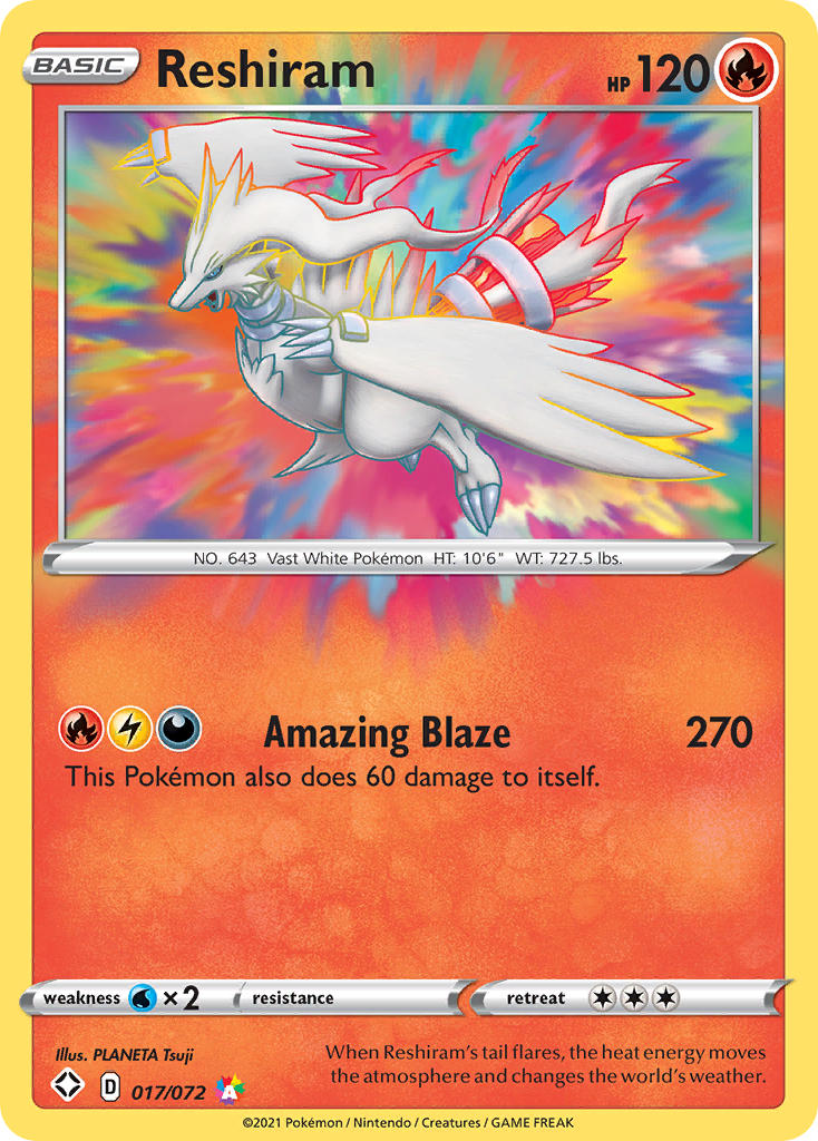 (017/072) Pokemon TCG Shining Fates Single: Reshiram  Amazing Rare