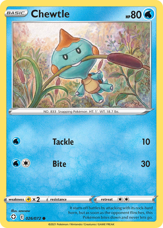 (026/072) Pokemon TCG Shining Fates Single: Chewtle Reverse Holo Common