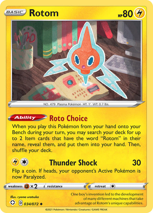 (034/072) Pokemon TCG Shining Fates Single: Rotom Reverse Holo Uncommon