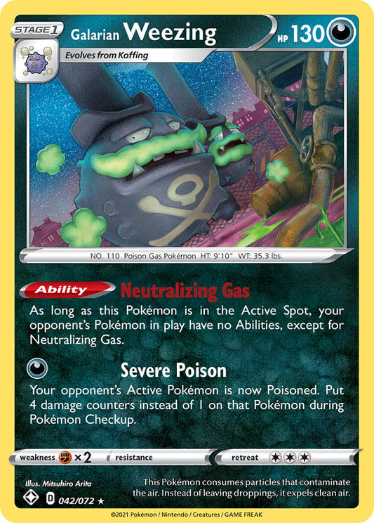 (042/072) Pokemon TCG Shining Fates Single: Galarian Weezing  Holo Rare