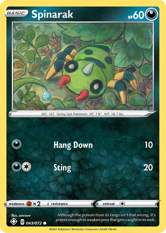 (043/072) Pokemon TCG Shining Fates Single: Spinarak Reverse Holo Common