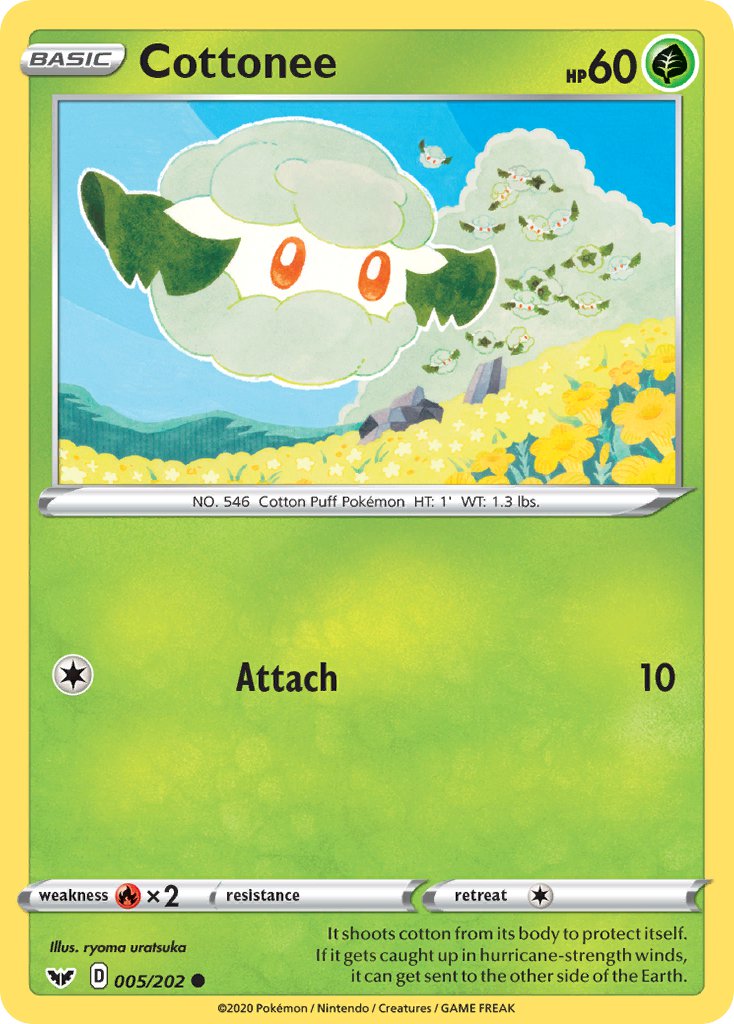 (005/202) Pokemon TCG Sword & Shield Single: Cottonee  Common