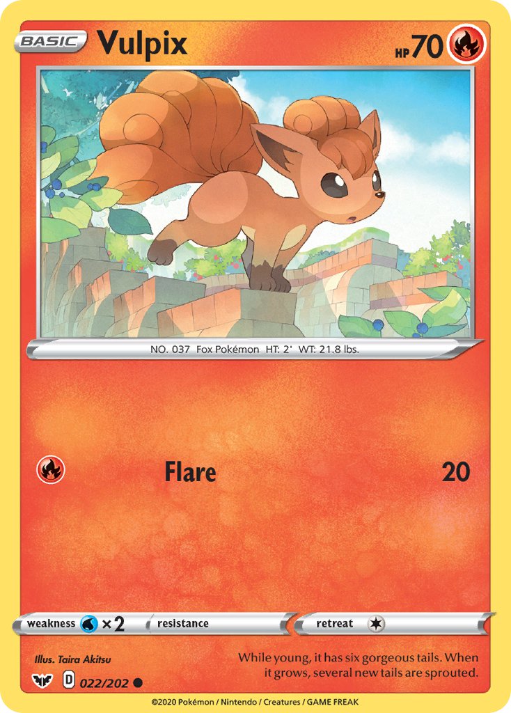 (022/202) Pokemon TCG Sword & Shield Single: Vulpix Reverse Holo Common