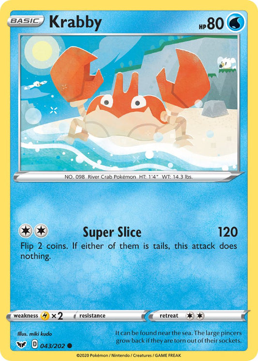 (043/202) Pokemon TCG Sword & Shield Single: Krabby  Common