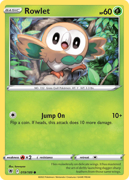 (019/189) Pokemon TCG Astral Radiance Single: Rowlet Reverse Holo Common