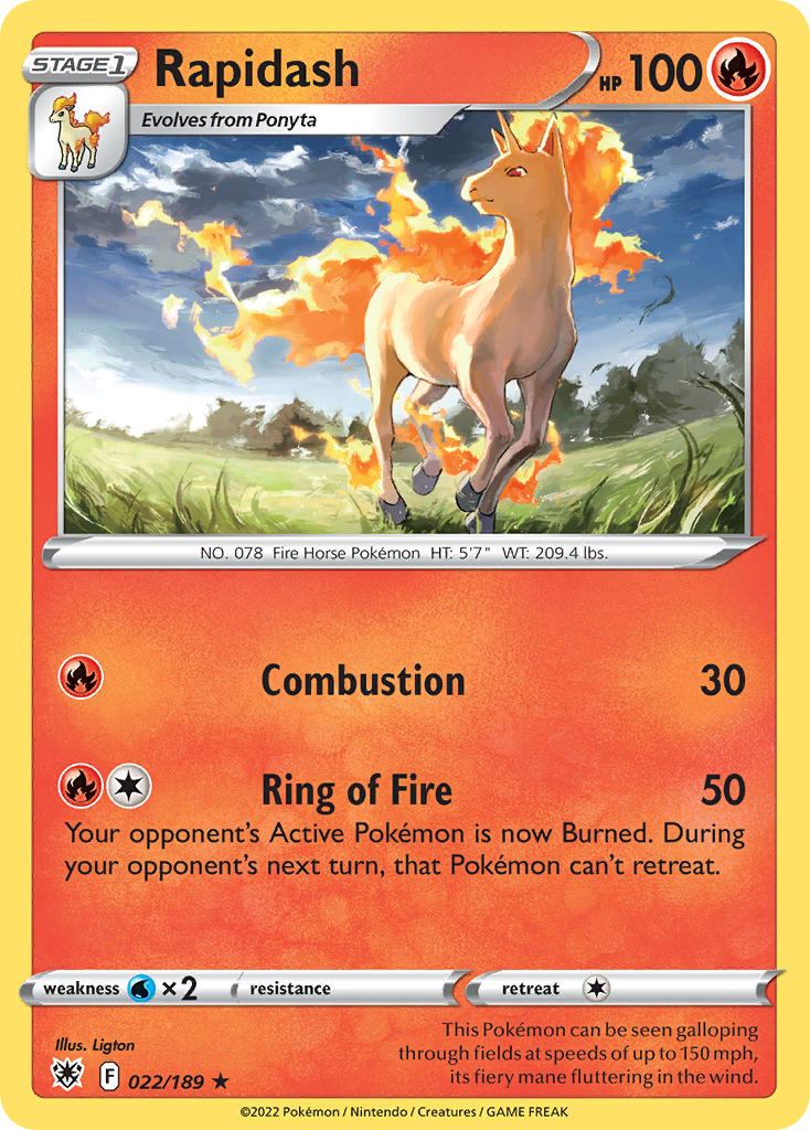 (022/189) Pokemon TCG Astral Radiance Single: Rapidash  Rare