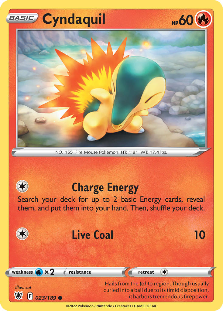 (023/189) Pokemon TCG Astral Radiance Single: Cyndaquil Reverse Holo Common