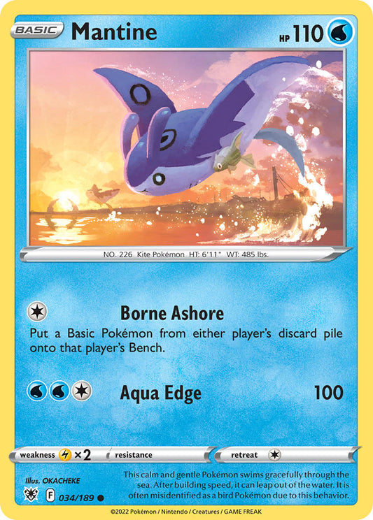 (034/189) Pokemon TCG Astral Radiance Single: Mantine  Common