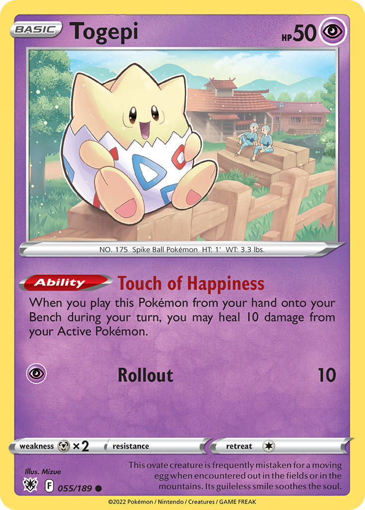 (055/189) Pokemon TCG Astral Radiance Single: Togepi Reverse Holo Common